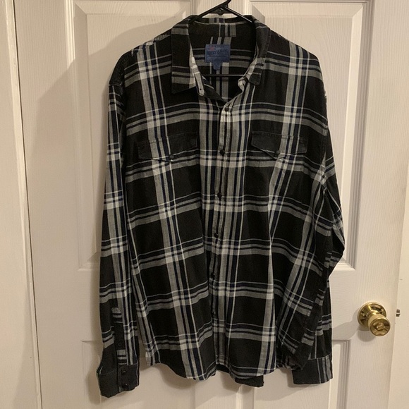 Lucky Brand Black Plaid Workwear Cloud Soft Long Sleeve Flannel Shirt - Picture 1 of 15